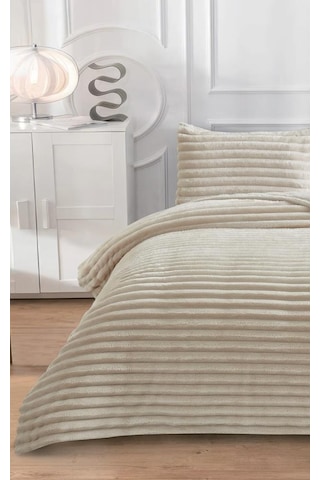 Soft Çizgi Çift Kişilik Yatak Örtüsü 260x240 Bej