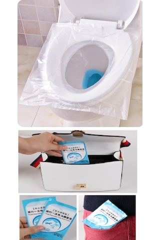 Büro Ev Klozeti İçin 50adet Seyahat Tipi Taşınabilir Poşetli Kapak Kılıfı Diğer