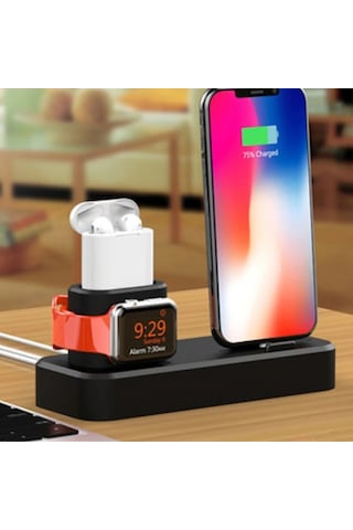 Ally 3in1 Charging Base iPhone Uyumlu+ İwatch+ İpods Silikon Şarj Standı- 5775