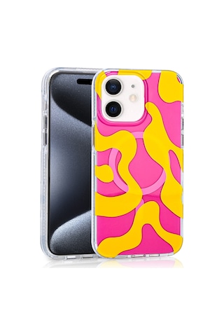 Apple Uyumlu iPhone 12 Kılıf M-safe Şarj Özellikli Zore Stilo Kapak Pembe