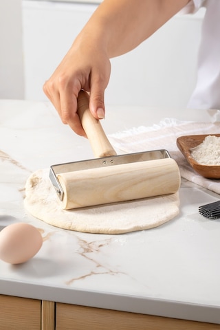 2076 Ahşap Saplı Rulo Merdane Oklava Pürüzsüz Oklava Pizza Börek Açma Oklava Ahşap