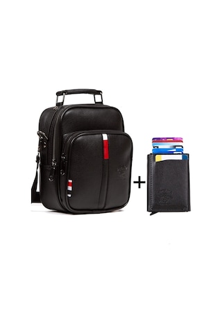 Adelina Bags Adelina Siyah Deri El Ve Omuz Çanta Ve Mekanizmalı Kartlık Set (549986554) Siyah