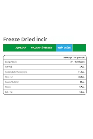 Freezeva Dondurularak Kurutulmuş Dilim İncir 25 Gr Freeze Dried İncir- İncir Kuru Meyve Cipsi 25 G