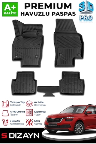 S-dizayn Skoda Kamiq 3d Pro Havuzlu Paspas 2019 Üzeri A+ Kalite