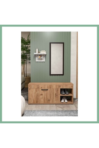 Bşkvirgo Ayakkabılık Dolabı Kahverengi 90 Cm Bsk2026
