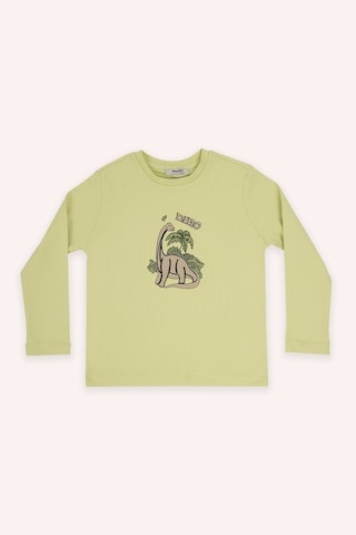 Panço Erkek Çocuk Dinozor Baskılı Yeşil Pijama Takımı