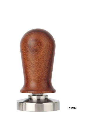 Wezone 53mm Gıda Seviyesi Paslanmaz Çelik Kahve Tamper, Ahşap Kollü Sabit Basınçlı, Dikey Pres, Espresso İçin Ev Baristaları Kahverengi