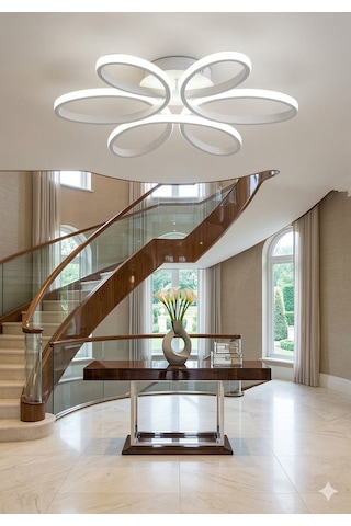 Lzy Avize Store Yonca 6 Lı Beyaz Plafonyer 3 Renk Kumandalı Salon, Mutfak, Çocuk Odası İçin Modern Led