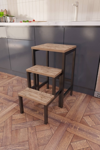 Hidden Folding Çok Amaçlı Katlanır Merdiven Çiçeklik Sehpa Siyah