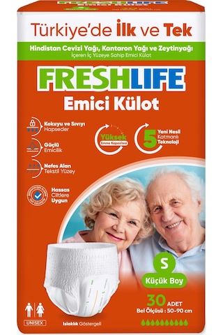 Freshlife Emici Külot S Beden Küçük Boy 30 Adet X4 120 Adet Yetişkin Hasta Bezi Unisex S