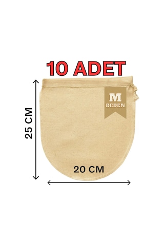 25x30 Cm 10 Adet Organik Pamuk Süzme Kesesi Süt Bezi Çok Amaçlı Kese Süt Bezi Yoğurt Peynir Bej
