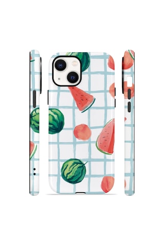 Apple iPhone Uyumlu 15 Vorian Çift Katmanlı Magsafe Kılıf Watermelon Grid