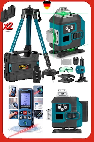 Staxx Stx1650l Otomatik Hizalamalı 16 Köşe Yeşil Çizgi Lazer Hizalama Makinesi + 50mt Lazer Tripot