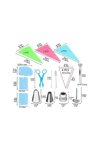 Maoyaya 72 Parça Buzlanma Boru Çantaları Ve Uçları Seti - Kek, Kurabiye Dekorasyon Kiti - 42 Adet Pembe Buzlanma Uçları Pembe