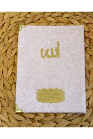 Kişiye Özel Pleksi İsimli Kadife Yasin Kitabı 128 Sayfa Pembe