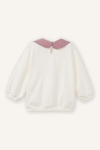 Defacto Regular Fıt Büyük Yaka Floral Kalın Sweatshirt Kumaşı Sweatshirt Kız Bebek G8154a526sper99 Ekru-er99