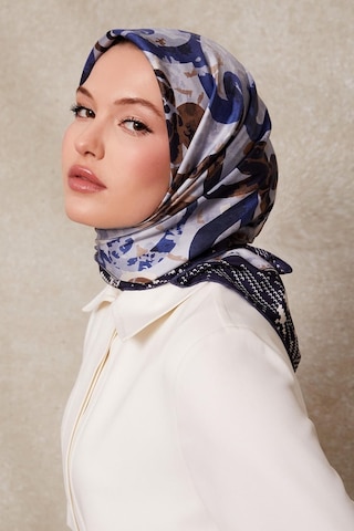 Levidor Desenli Twill İpek Eşarp-0918 Lacivert