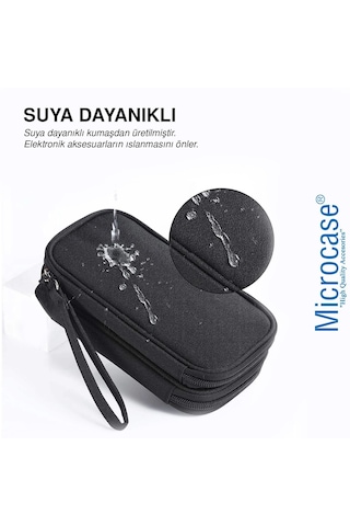 Microcase Taşınabilir Su Geçirmez Çift Katman Ve Fermuarlı 8 Bölmeli Hdd Harddisk Çantası Al4210 Siyah