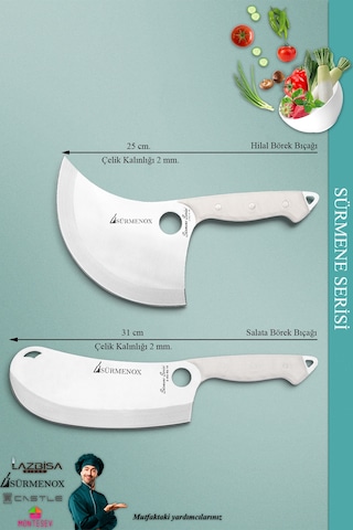 Sürmene Serisi Mutfak Bıçak Seti Ekmek Sebze Salata Börek Pizza Şef Bıçağı 2 Li Set Beyaz Mft-017 Beyaz