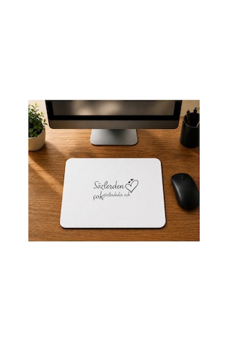 Sözlerden Çok Gözlerdedir Aşk Baskılı Mousepad - Sevgiliye Hediye Bilgisayar Altlığı