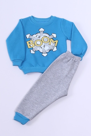 Erkek Bebek 3 İplik Eşofman Takımı Boom Baskılı A33 mavi