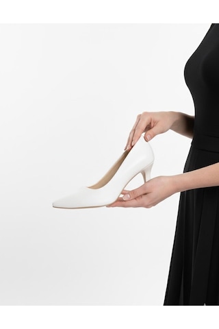 Asmi Shoes Kadın Aalia Beyaz Cilt 6 Cm İnce Topuklu Stiletto Beyaz Beyaz