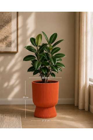 Omnipazar So-ltsa03 Lotus Ayaklı Plastik Vazo Çiçek Saksı 10,5 Litre No: 3 Turuncu