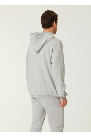 Unisex Oversize Minimal Bear Baskılı Kapüşonlu Sweatshirt Gri