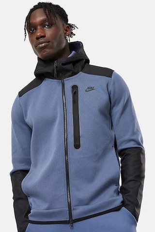 Nike Tech Fleece Full Zip Unisex Hoodie Kapüşonlu Sweatshirt Mavi Mavi - Siyah