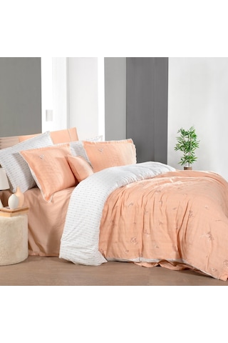 Sarev Gracia Somon King Size Battal Boy %100 Pamuk Mood Comfort Nevresim Takımı Somon
