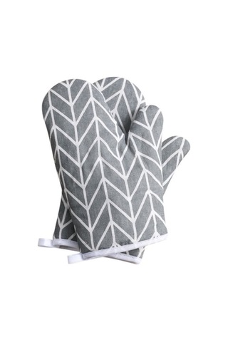 Kangvka 2'li Isı Dayanıklı Kaymaz Tutuşlu Fırın Eldiveni Seti - 200 C'ye Kadar Isıya Dayanır, Pamuklu Konforlu, Makine Yıkama Uygun Siyah