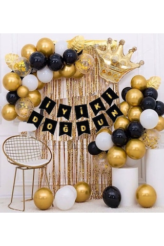 Kral Taçlı Balon Zinciri Doğum Günü Seti Iyi Ki Doğdun Doğum Günü