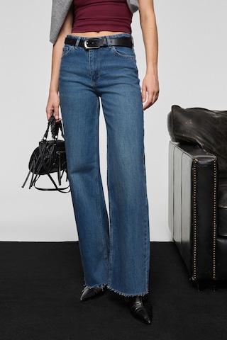 Grımelange Fable Kadın Straıght Fit Paçası Dikişsiz Bitişli Denim Koyu Mavi Jeans Koyu Mavi