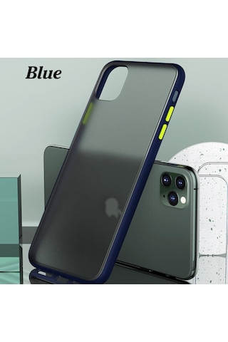 Apple Uyumlu iPhone 11 Kılıf Mat Yüzey Renkli Kenar Silikon Siyah