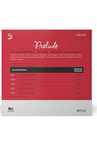 D'addario J101044m-b10 Prelude Çello Tel Seti 4/4 - 10'lu Paket