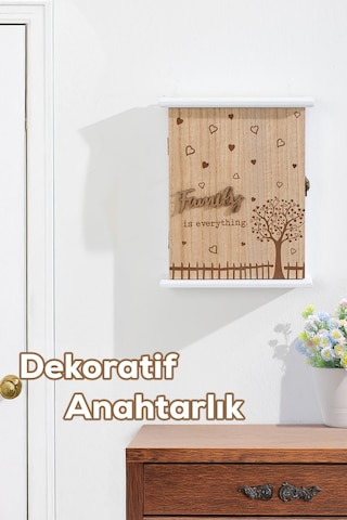 Porsima 2072 Duvara Montajlı Dekoratif Anahtarlık Dolabı - Duvar Askılı Anahtar Saklama Kabini 18,5x25,5cm
