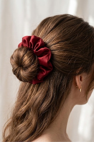 Lüks Saten Saç Tokası Saç Kırmayan İz Bırakmayan Large Scrunchie Topuz Tokası 3adet Kırmızı