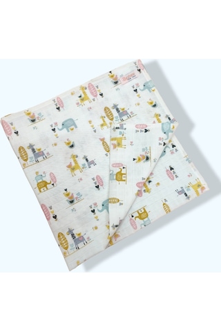 Bezhane Çok Amaçlı Bebek Müslin Bezi Battaniye 72 Cm X 72 Cm Çok Renkli