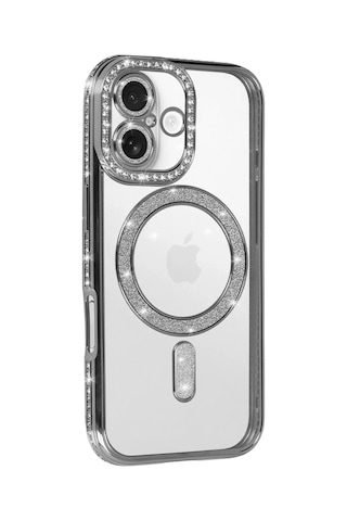Newface - 208 - Apple iPhone Uyumlu 17 Joke Simli Magneticsafe Kılıf - Ece-umay - - Gümüş