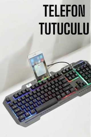 Oyuncu - 388 - Klavyesi Q Klavye Rgb Işıklı - Csmo-tex - Mouse li