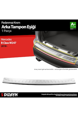 S-dizayn Mercedes B Class W247 Krom Arka Tampon Eşiği 2018 Üzeri