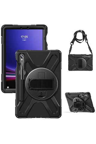 Samsung Galaxy Tab S10 Lite İle Uyumlu Tablet Kılıfı Defender Askı Aparatlı 360 Ayarlanabilir Zırhlı Kapak Kapaklı Kılıf