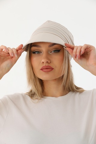 Safari Bağlamalı Bej Siperli Bandana Vizör Bej