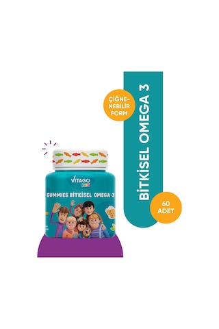 Vitago Kids Gummies Bitkisel Omega 3 Takviye Edici Gıda 60 Tablet