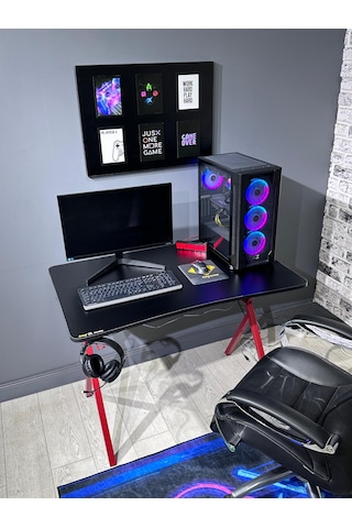 Heygaming2 Profesyonel Oyuncu Masası Siyah Kırmızı 110 Cm