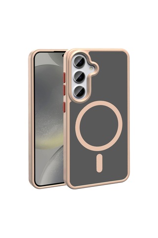 Zore Galaxy S25 Plus Kılıf M-safe Şarj Özellikli Mat Arka Yüzey Nvth Sio Kapak - Rose Gold Altın