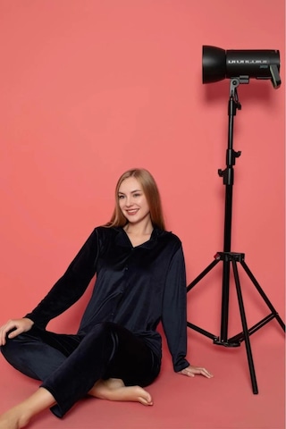 Charme Kadın Kışlık Gömlek Yaka Kadife Pijama Takımı P301/515- 1 Adet Koyu Lacivert