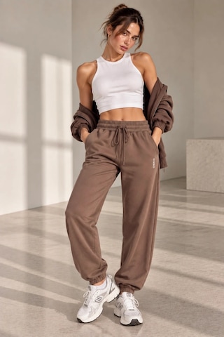 Bb Butik Basic Dökümlü Modal Kumaş Lastikli Bel Rahat Kesim Jogger Pantolon Zg3535 Kahverengi