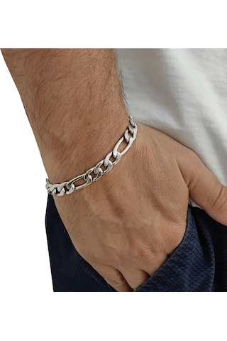 Chavin 9.5 mm Figaro Gri Çelik Erkek Bileklik et85by-9
