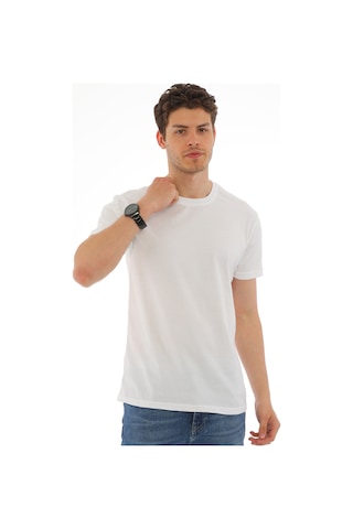 Everest Erkek Kısa Kol Pamuklu Yuvarlak Yaka Günlük Tişört Beyaz